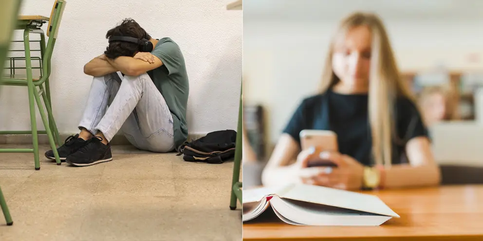 šikana, žiak, škola, mobil, dievča, študent, žiaci