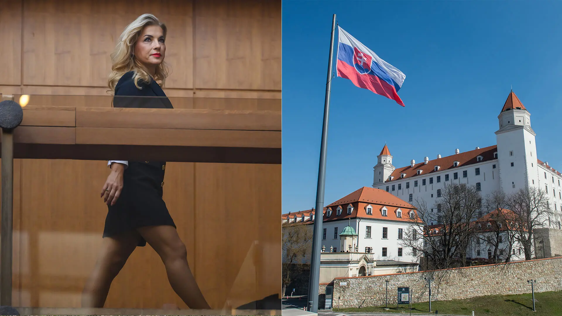 Martina Šimkovičová slovenská vlajka a Bratislavský hrad