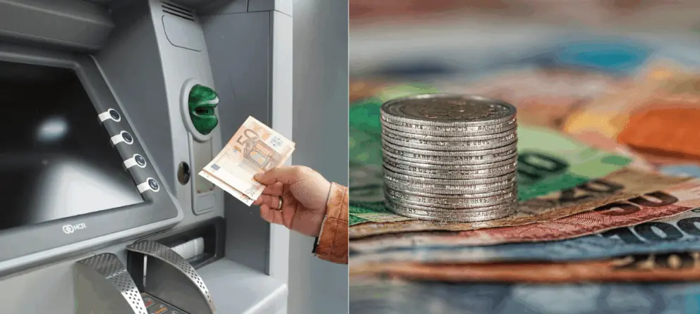 bankomat peniaze mince