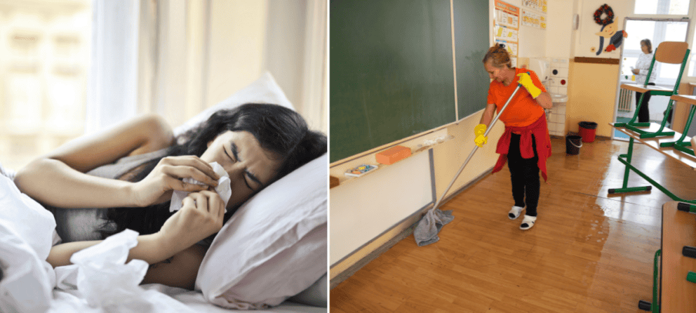 chrípka, nemocnice, školy, zatvorené