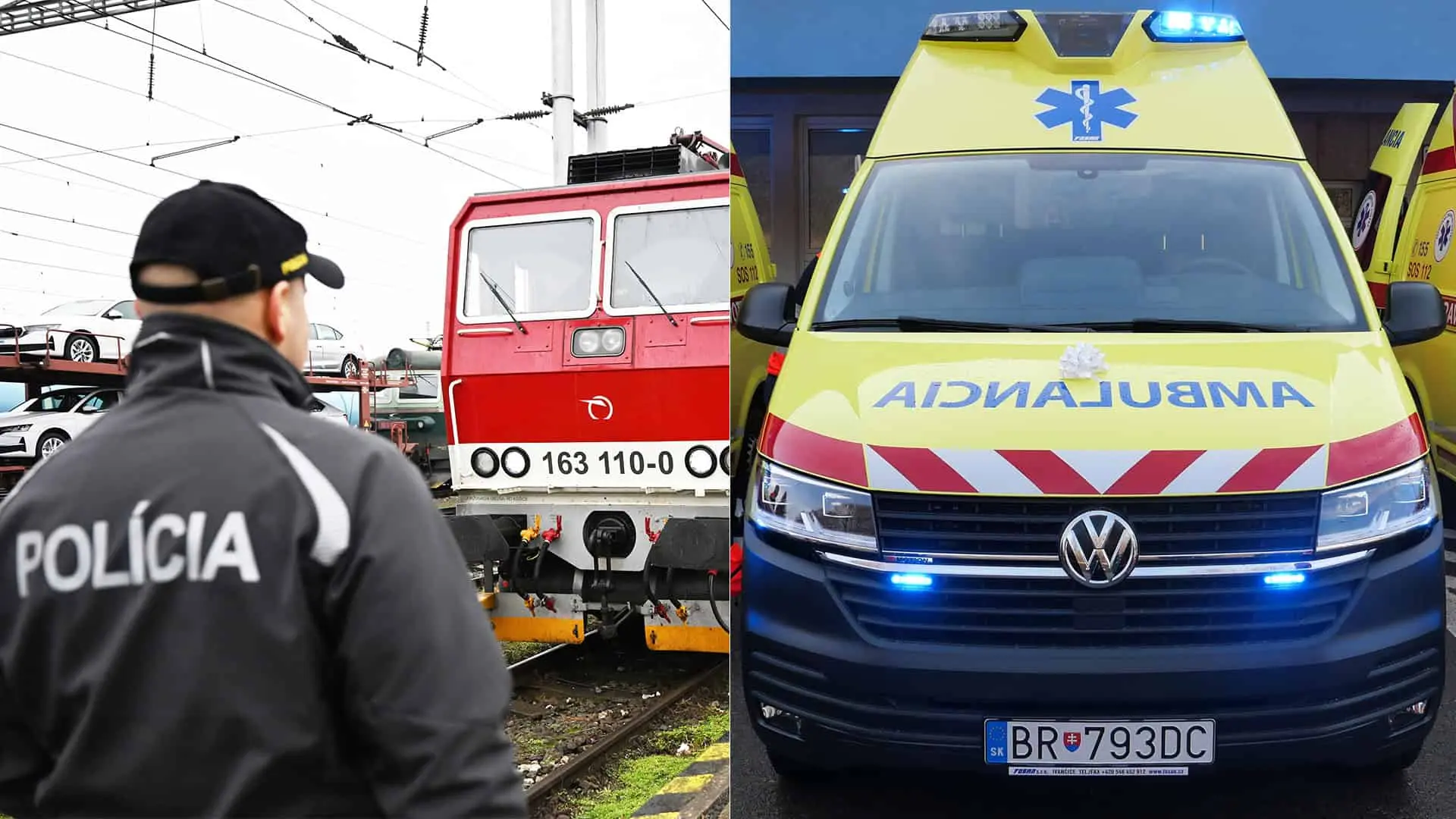 vlak zrážka policajt sanitka