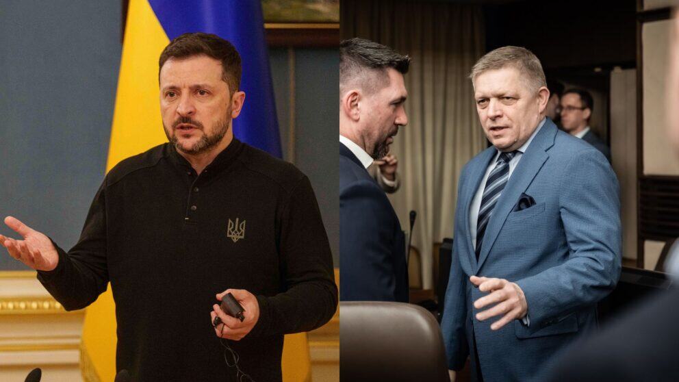 Volodymyr Zelenskyj (vľavo) a Robert Fico (vpravo).