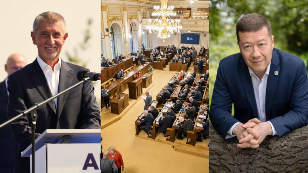 Kto ovládne českú politickú scénu podľa prieskumu? Andrej Babiš (vľavo) či Tomio Okamura (vpravo).