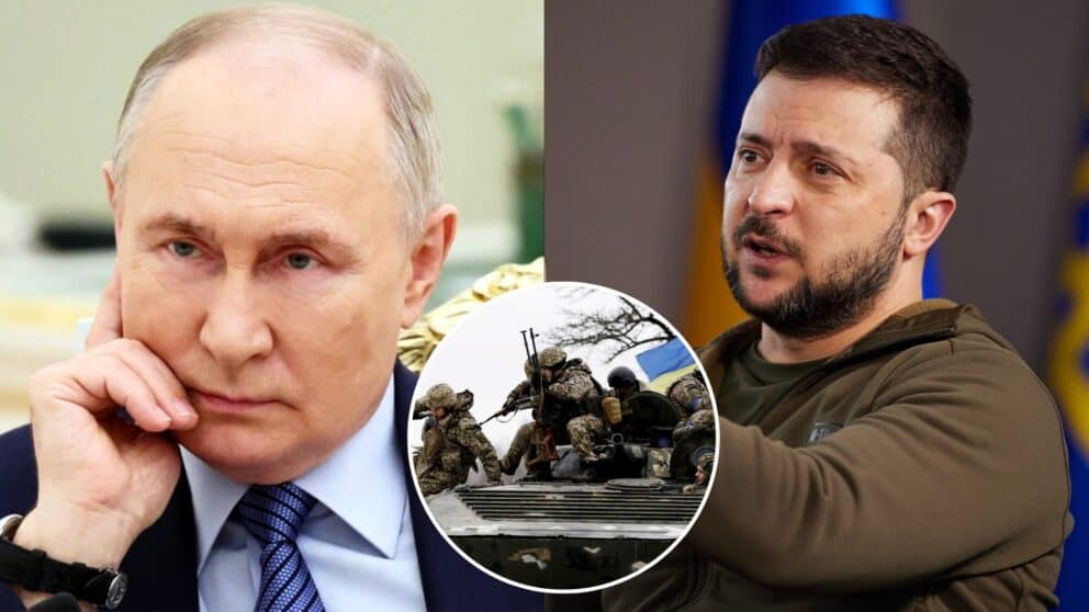 Vladimir Putin a Volodymyr Zelenskyj.