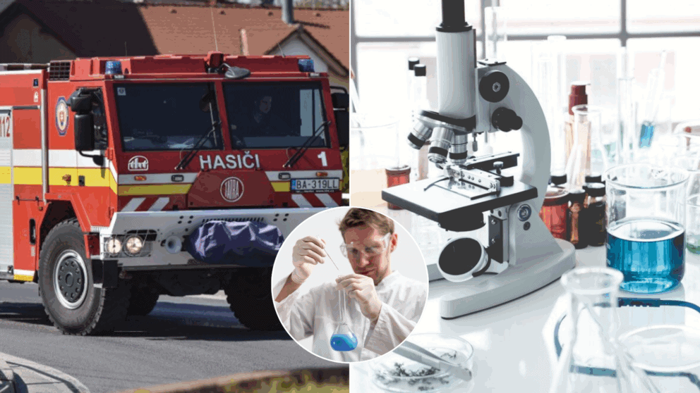 Fire truck, microscope and microscope.