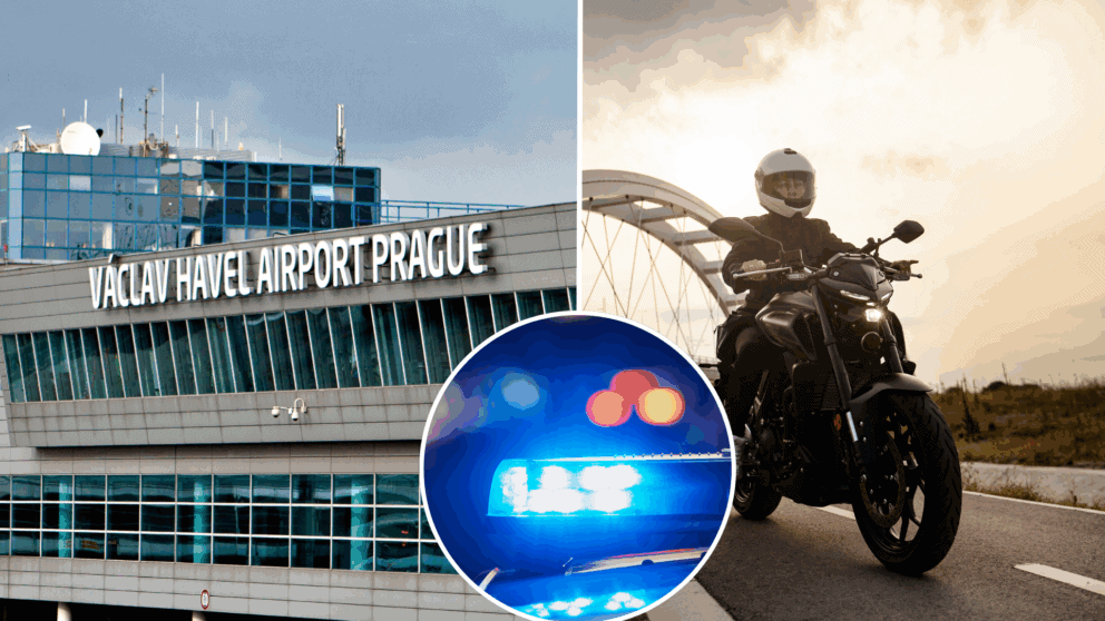 letisko, motorkár, polícia, Praha