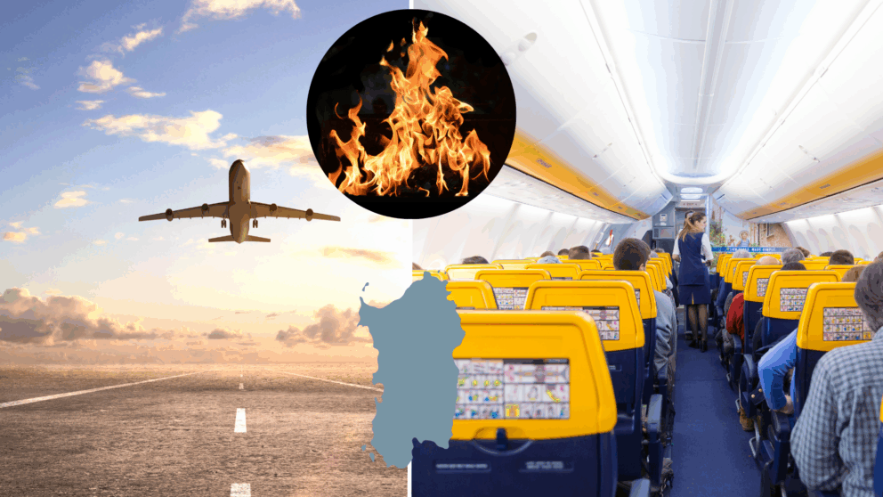 Sardínia, letisko, požiar