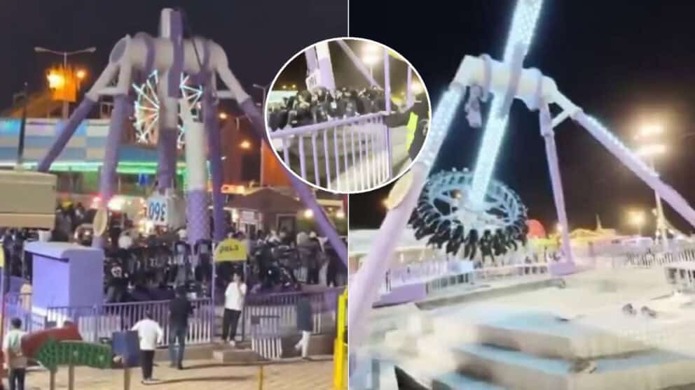 kolotoč nehoda v zábavnom parku Green Mountain Park v Saudskej Arábii