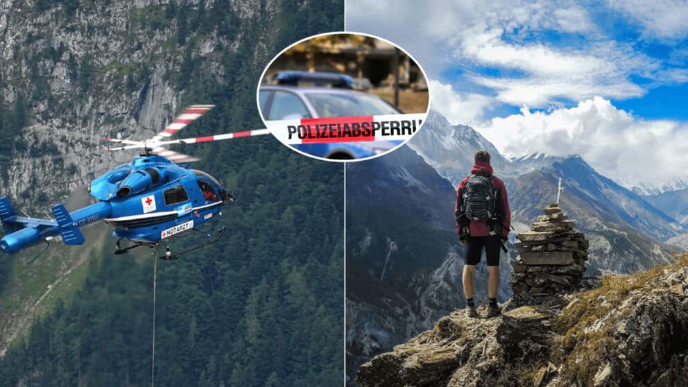 turista, hory, helikoptéra, záchranári rakúska polícia