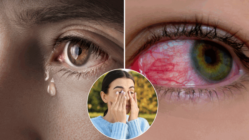 oči, slzenie, začervenanie