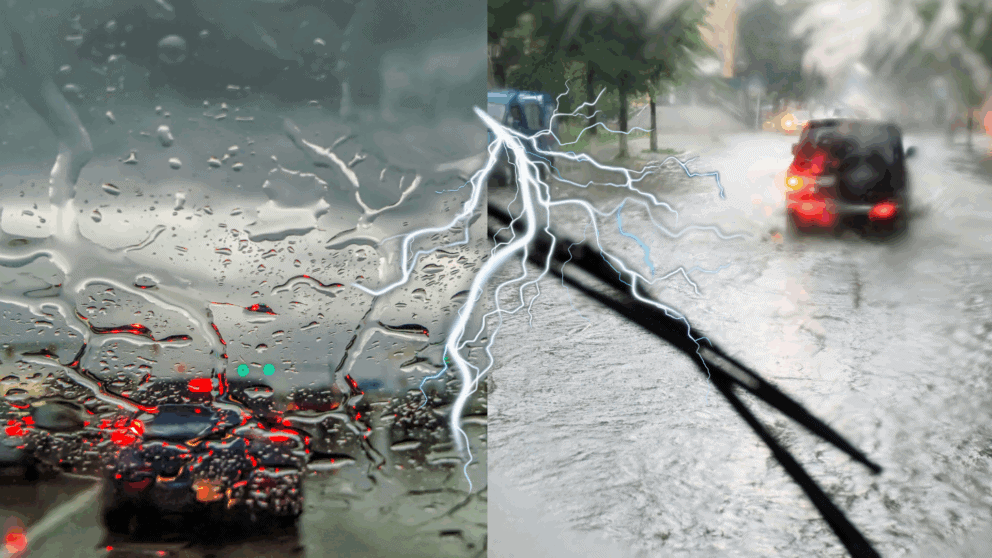 búrka, jazda, šoférovanie, blesk