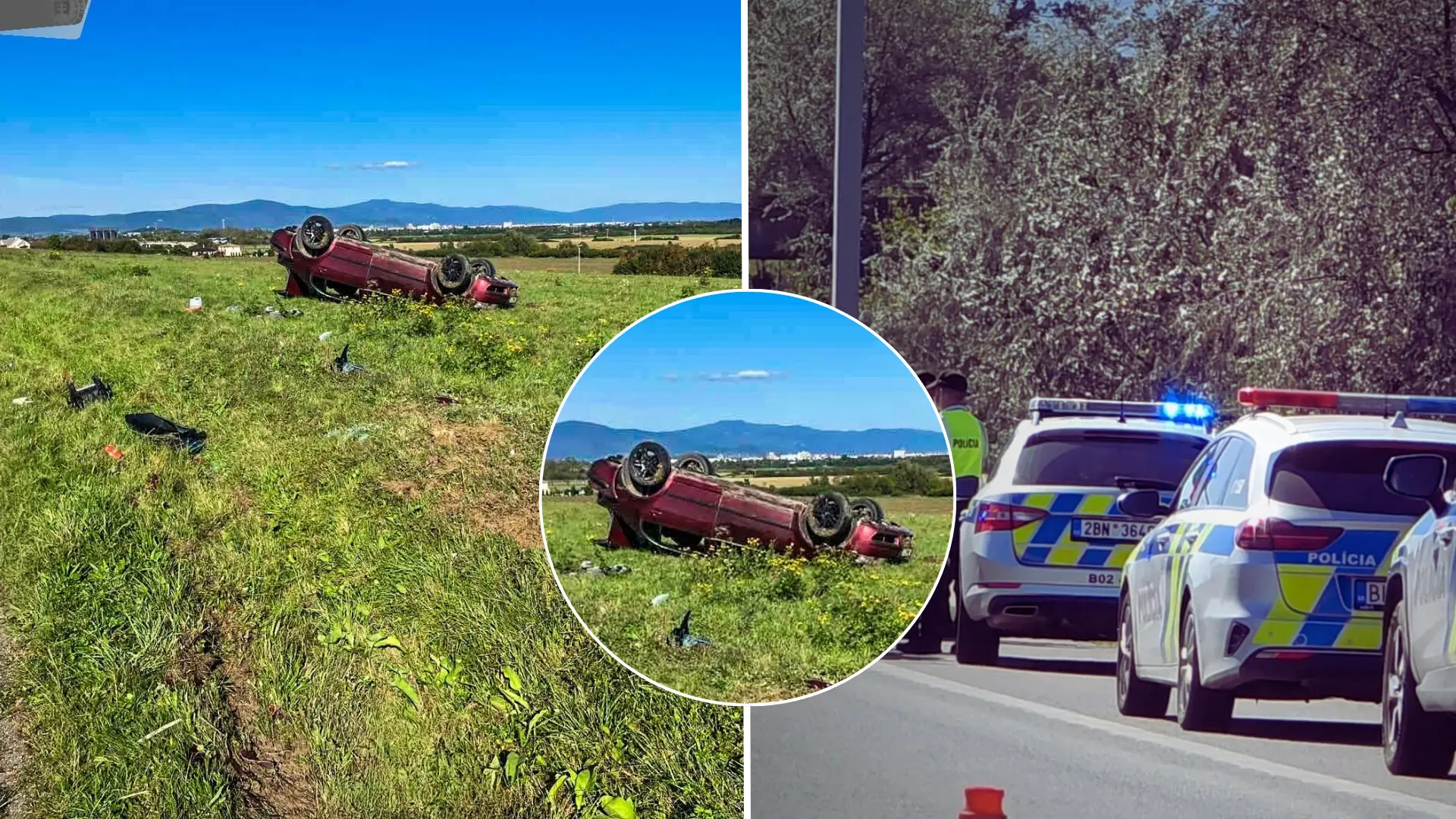 nehoda, východ, auto, strecha