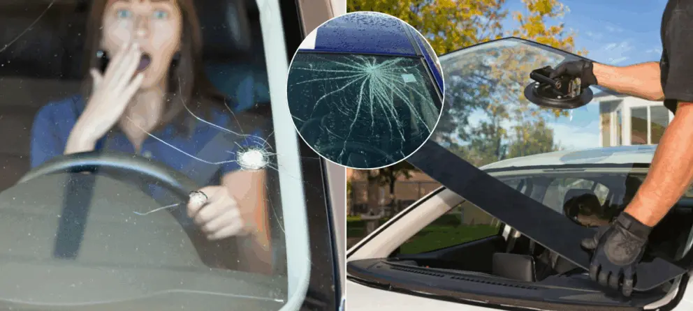 čelné sklo, prasklina