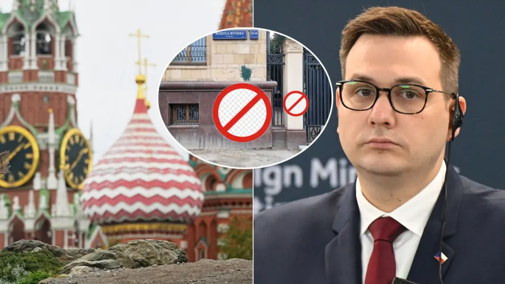 nápis česká ambasáda v Moskve