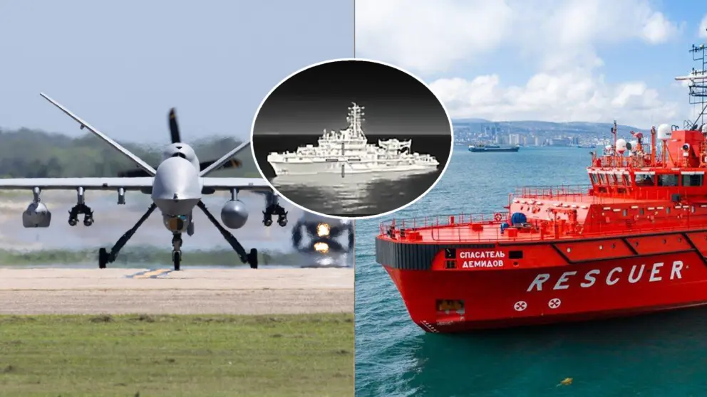 dron ruská loď
