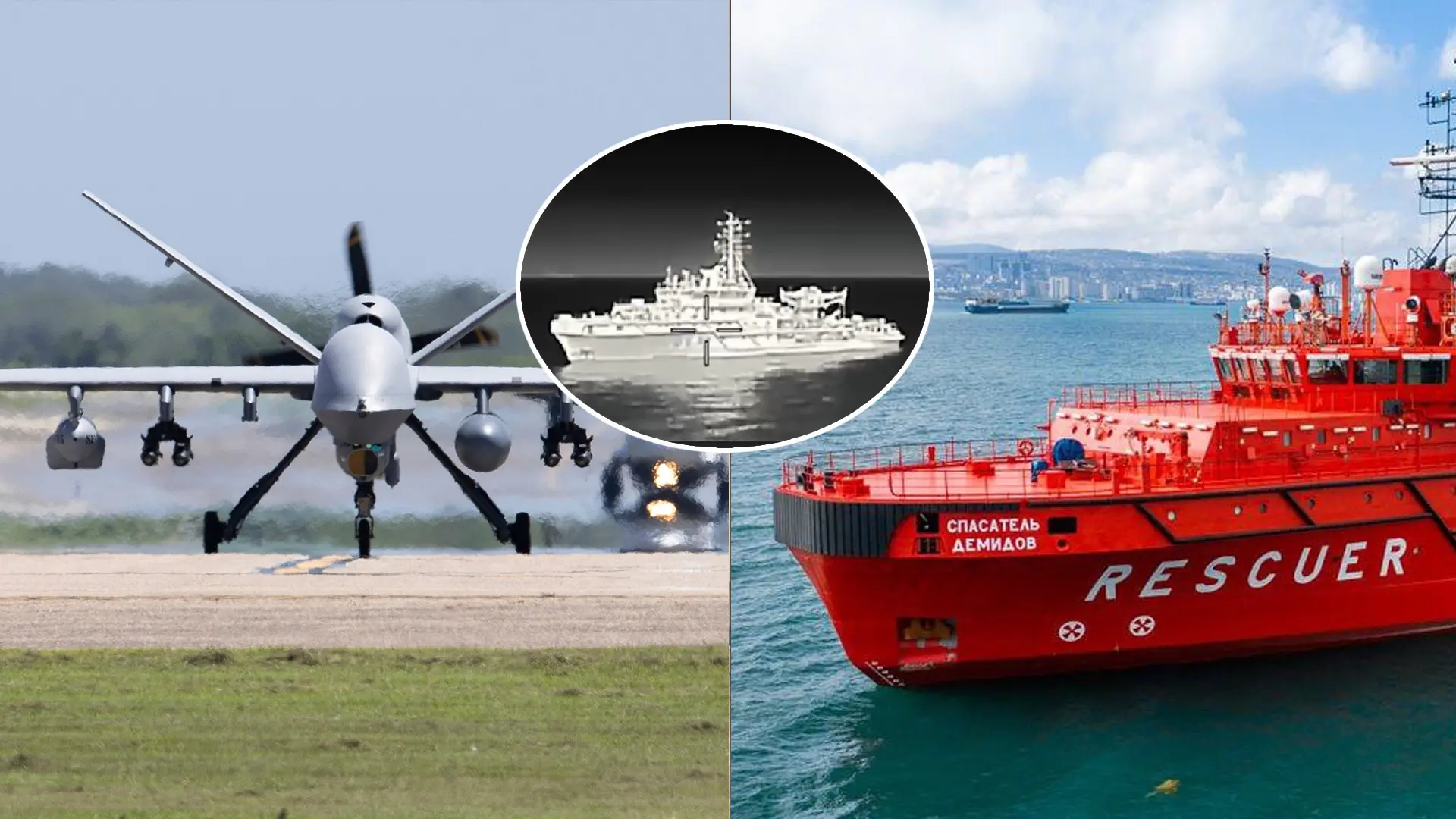 dron ruská loď