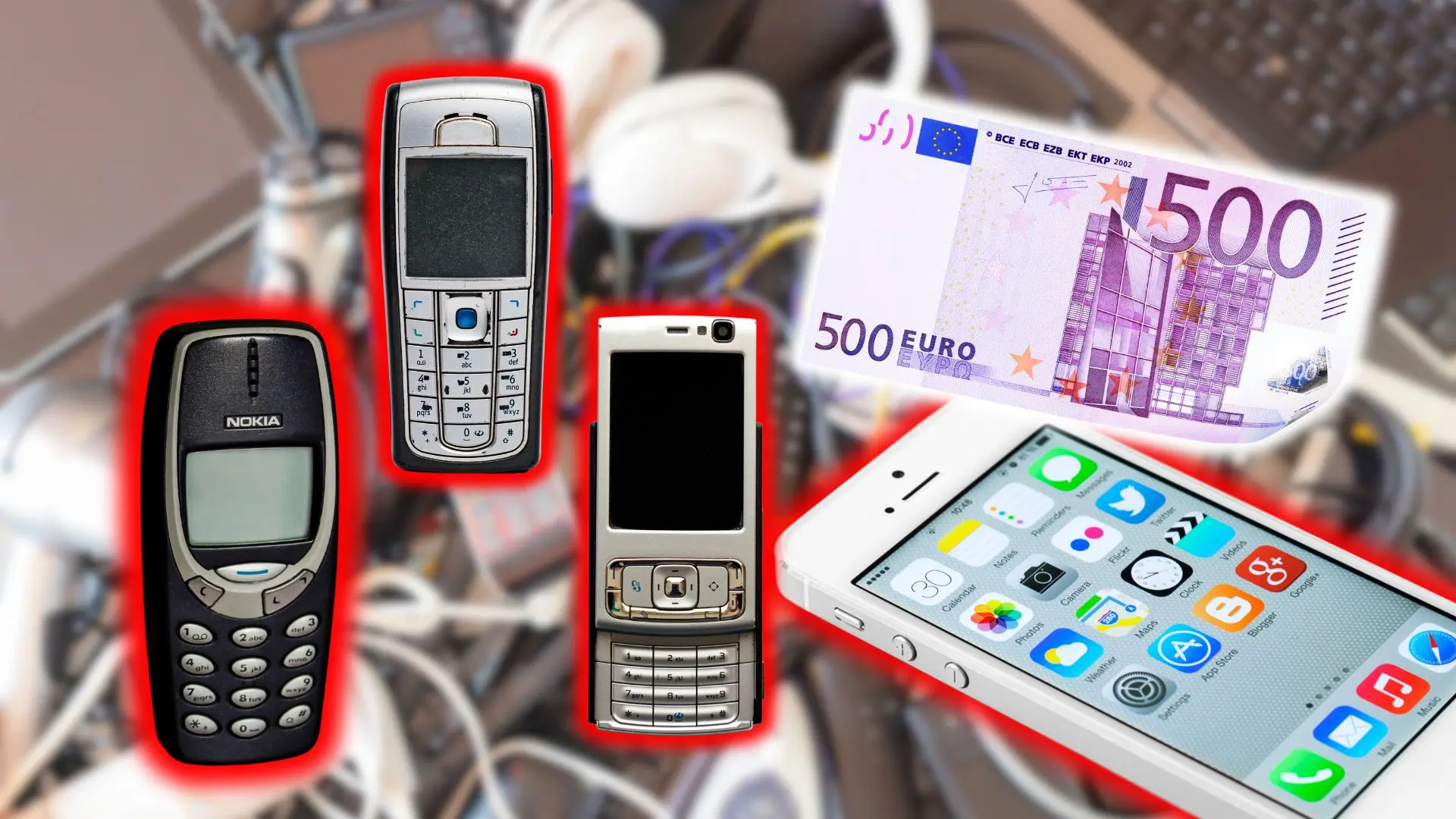 staré mobily telefóny nokia iphone