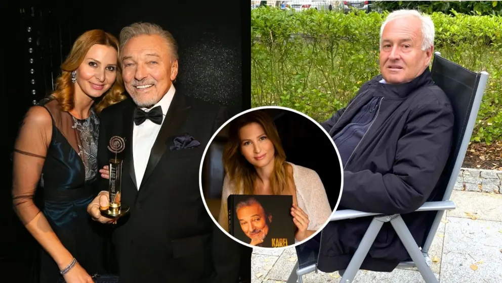 Ivana Gottová s manželom (vľavo) a Ján Adam (vpravo), bývalý tajomník Karla Gotta