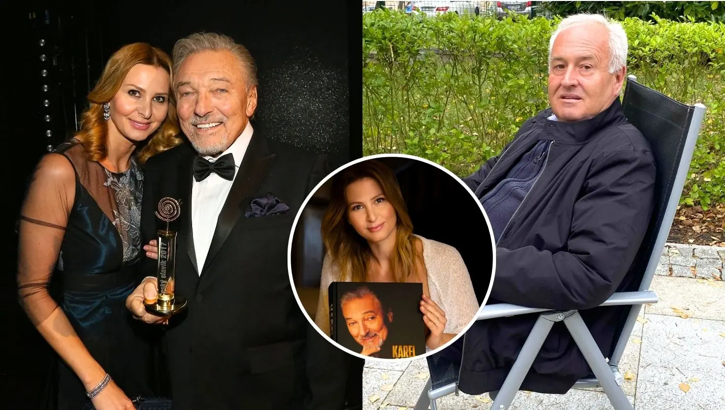 Ivana Gottová s manželom (vľavo) a Ján Adam (vpravo), bývalý tajomník Karla Gotta