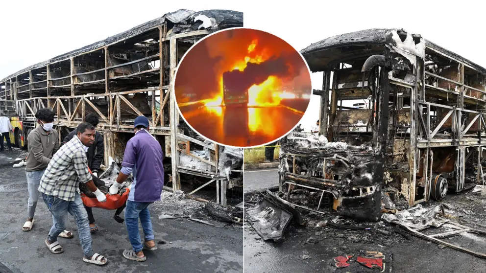 Požiar autobusu v Indii