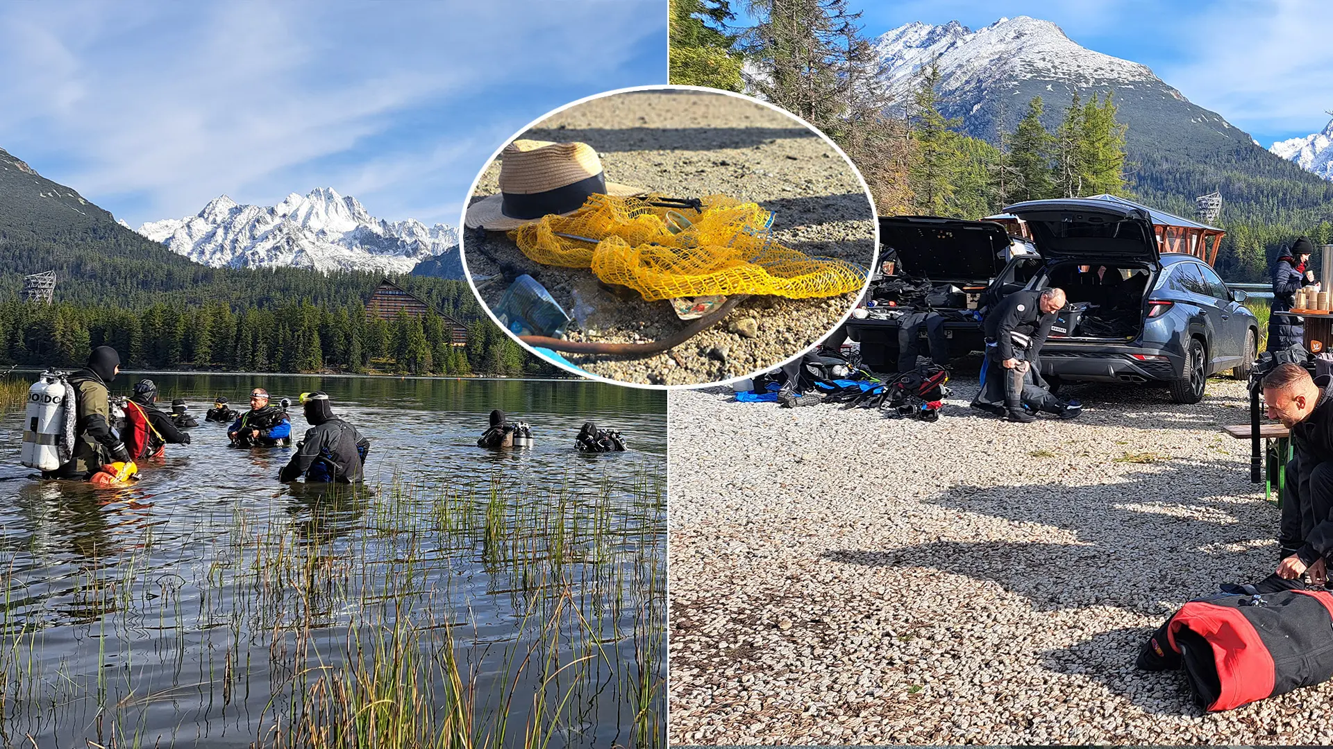 potápači odpad Štrbské pleso