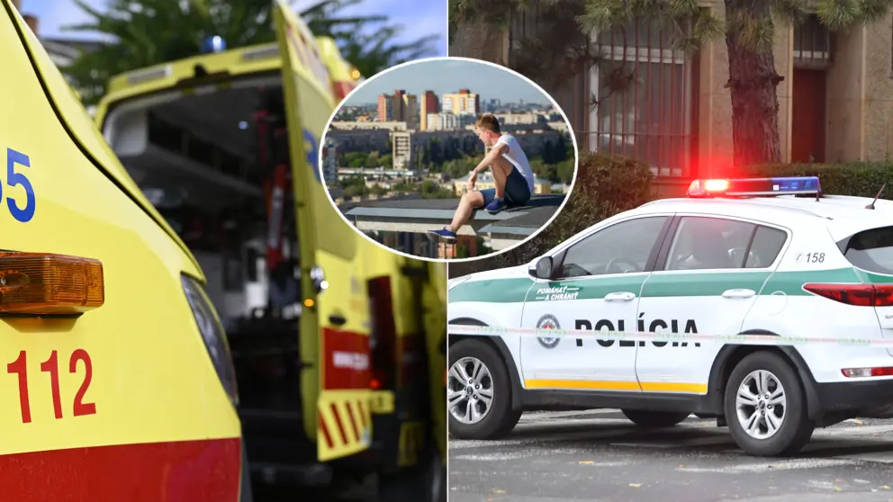 muž na streche paneláku