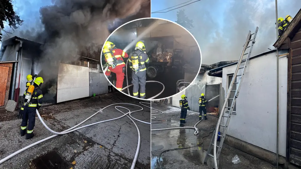 požiar autoservisu vo Vrakuni