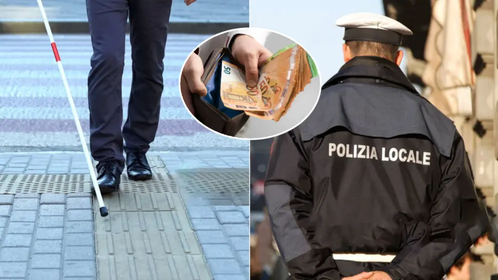 slepý muž podvod polícia Taliansko peniaze